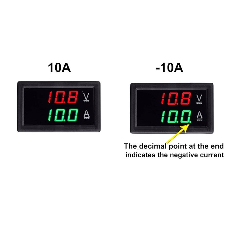 bayite Volt Amp Meter, DC 5-100V 100A Dual Display Current Voltage Meter, Digital Mini Ammeter Voltmeter Gauge with Hall Effect Sensor Current Transformer - Image 2